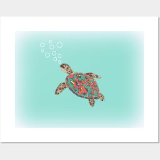 CUTE Sea Turtle Love Under The Sea Posters and Art